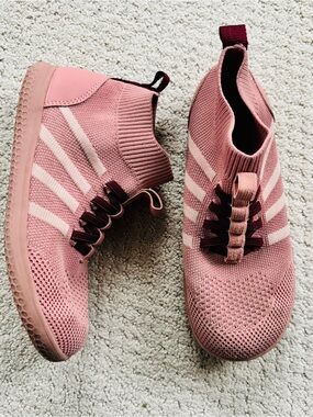 Livie and Luca pink knit slip on sneaker high tops